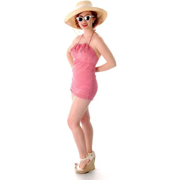 Vintage One Piece Swim Suit Bathing Suit Rose 1940s 34 Bust