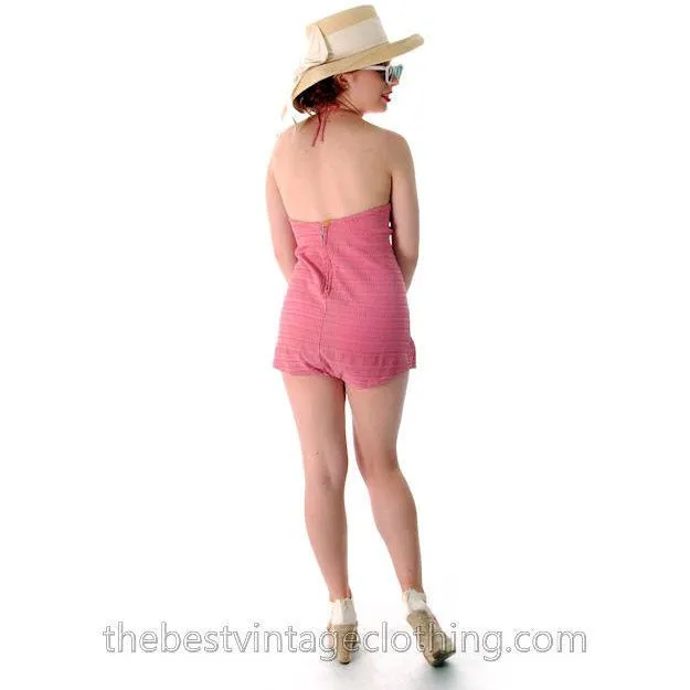 Vintage One Piece Swim Suit Bathing Suit Rose 1940s 34 Bust