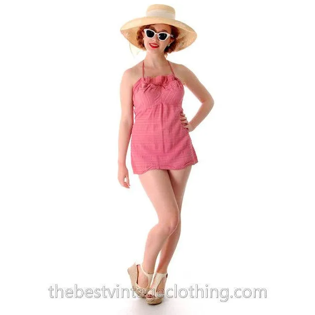 Vintage One Piece Swim Suit Bathing Suit Rose 1940s 34 Bust