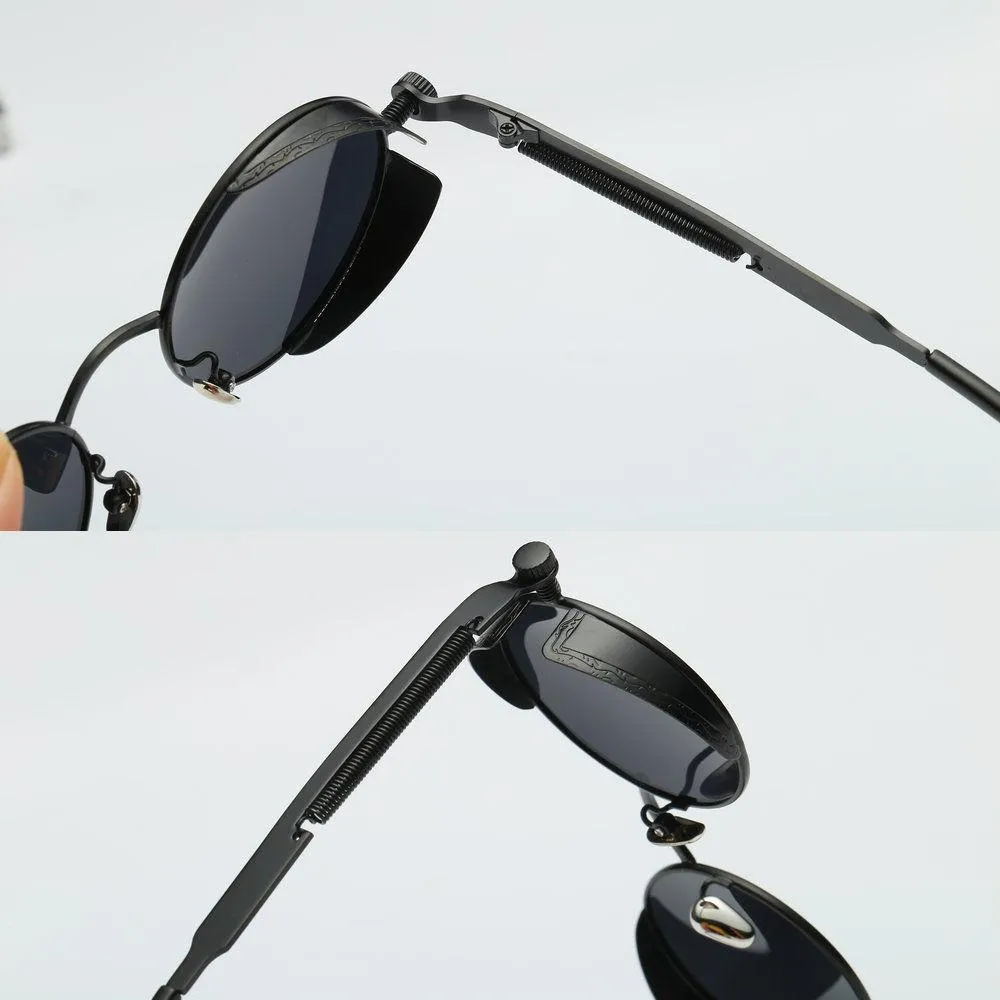 Vintage Retro Polarized Round Steampunk Sunglasses -Unique and Classy
