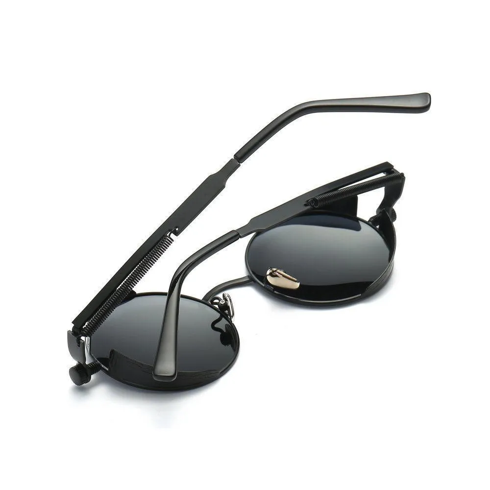 Vintage Retro Polarized Round Steampunk Sunglasses -Unique and Classy