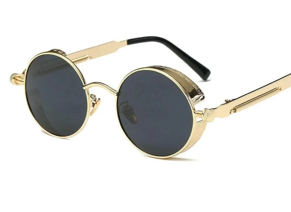 Vintage Retro Polarized Round Steampunk Sunglasses -Unique and Classy