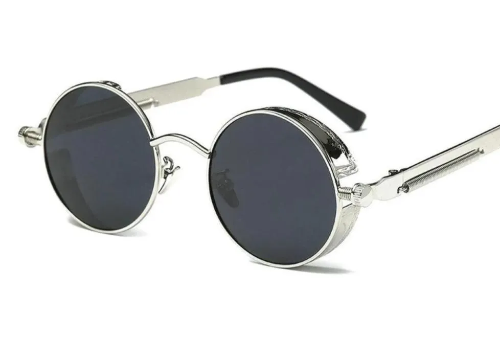 Vintage Retro Polarized Round Steampunk Sunglasses -Unique and Classy