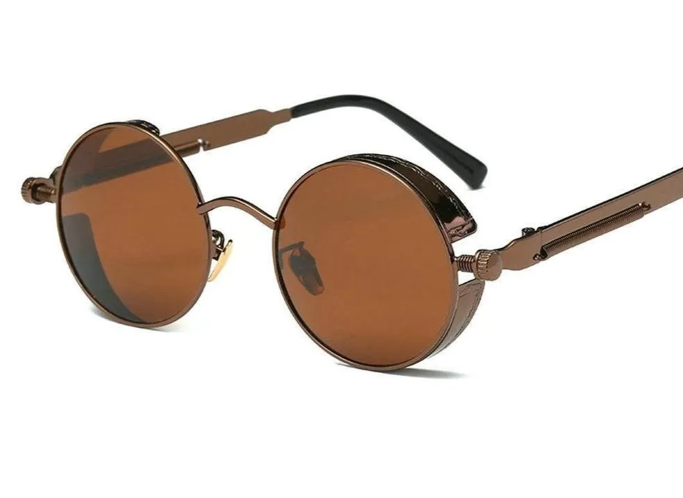 Vintage Retro Polarized Round Steampunk Sunglasses -Unique and Classy