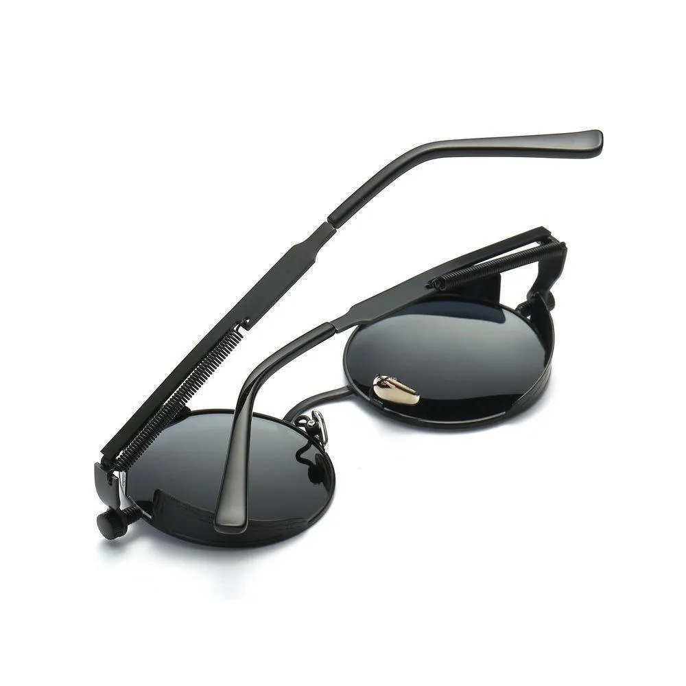 Vintage Retro Polarized Round Steampunk Sunglasses -Unique and Classy