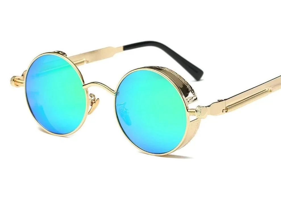 Vintage Retro Polarized Round Steampunk Sunglasses -Unique and Classy