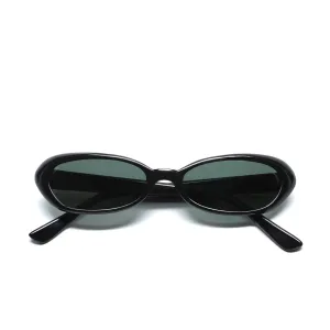 Vintage Small Sized Thin Narrow Shape Redondo Sunglasses - Black