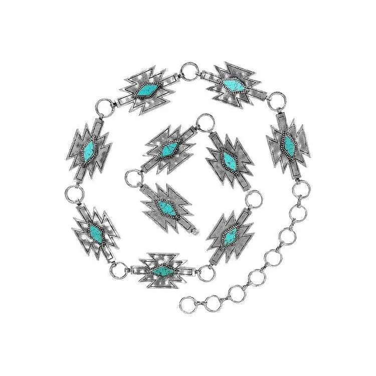 Western concho style anzac gemstone chain belt