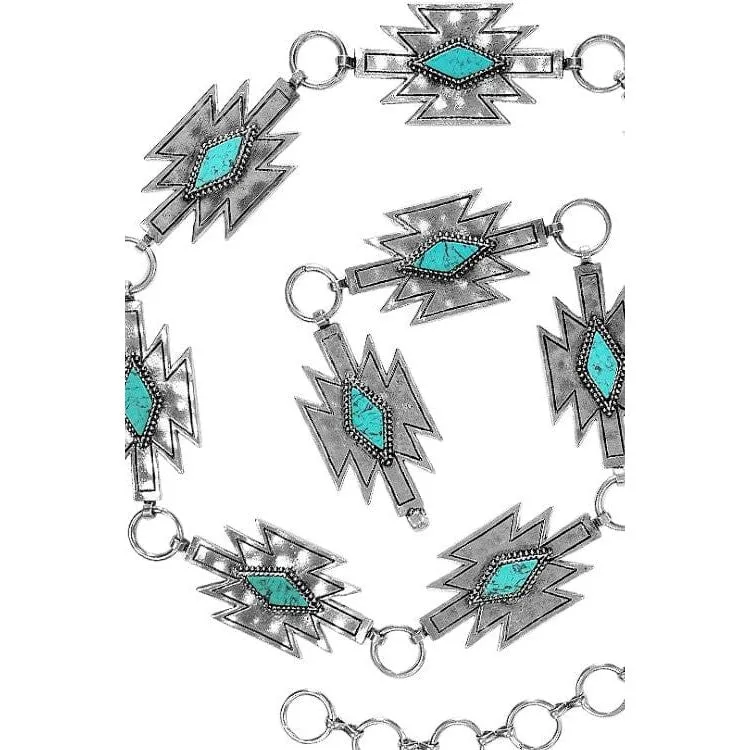 Western concho style anzac gemstone chain belt