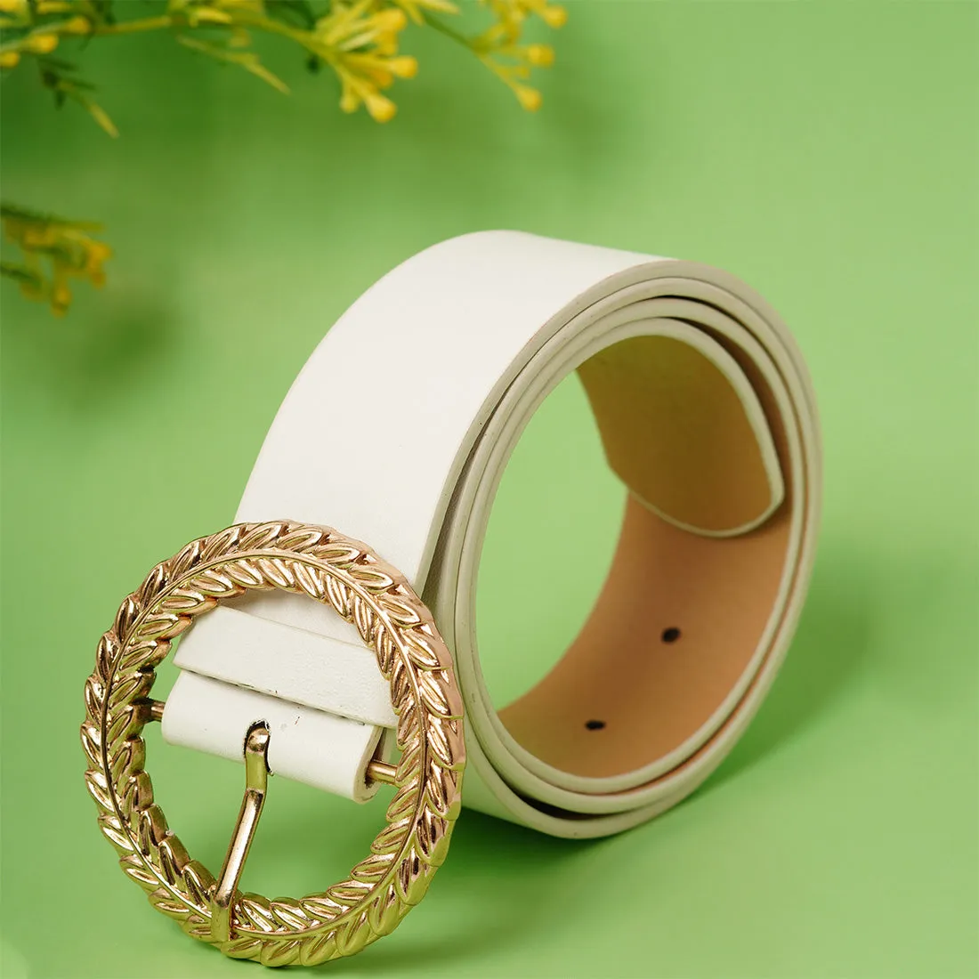 Wheat Buckle White Belt