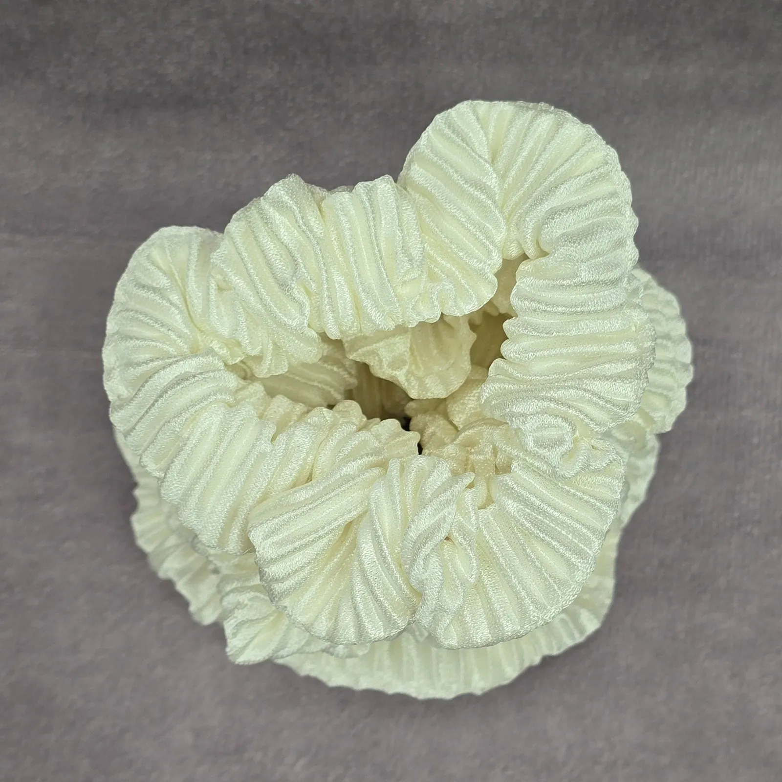 White Ivory Pleat Scrunch Hair Tie Accessories Scrunchie Handmade SB3