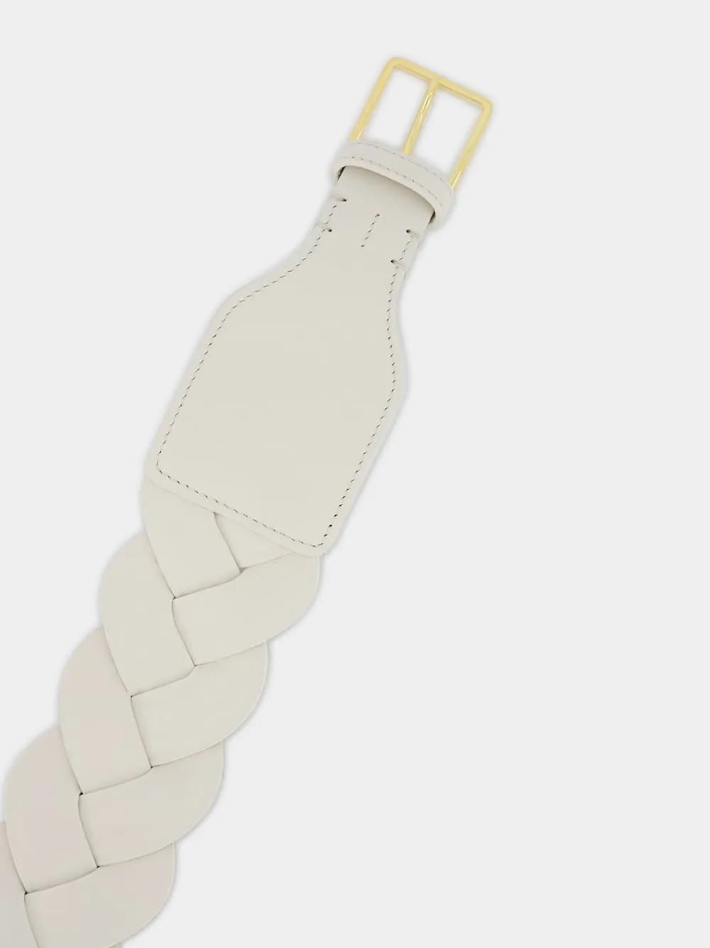 White Skinny Braid Belt