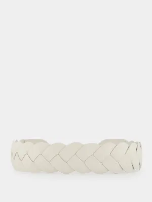 White Skinny Braid Belt