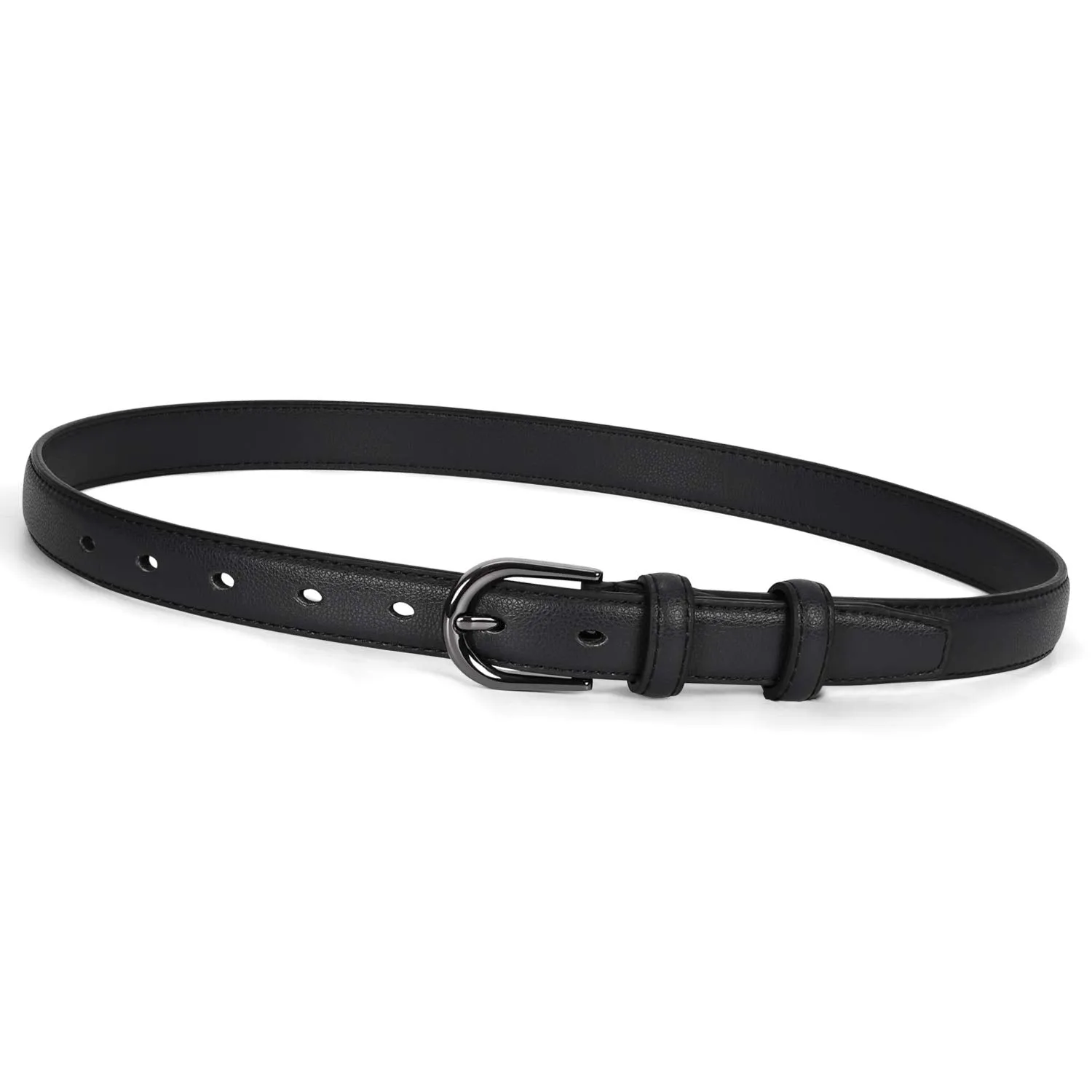 Women Skinny Leather Belt- Fashion Dress Jeans Belt with Single Prong Buckle