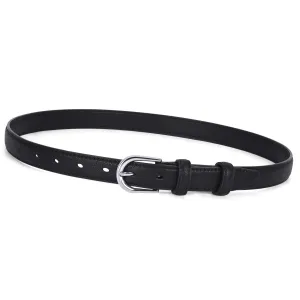 Women Skinny Leather Belt- Fashion Dress Jeans Belt with Single Prong Buckle