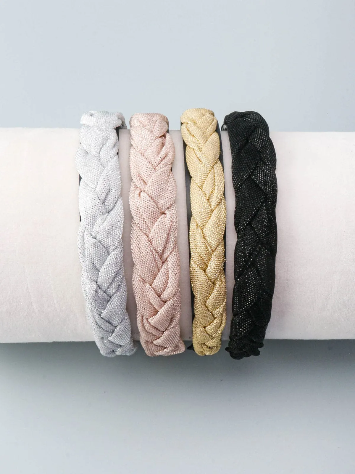 WOMEN'S ASSORTED COLORS SHIMMER BRAIDS HEADBANDS