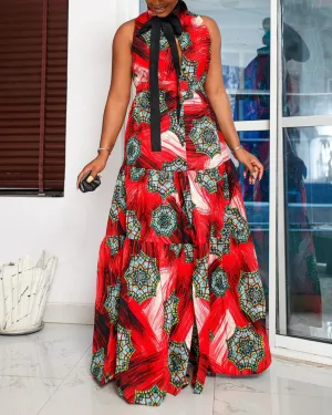 Women's Fashion Print Sleeveless Maxi dress