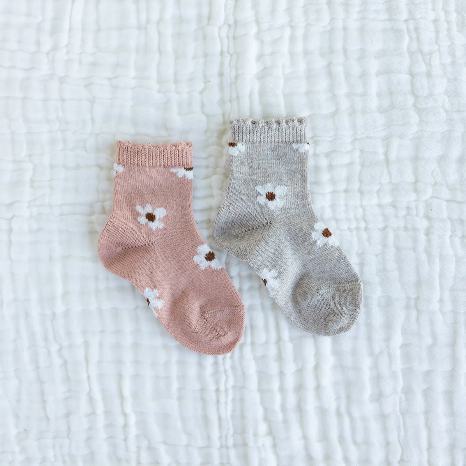 Wool Blend Floral Ankle Socks