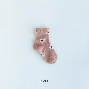 Wool Blend Floral Ankle Socks