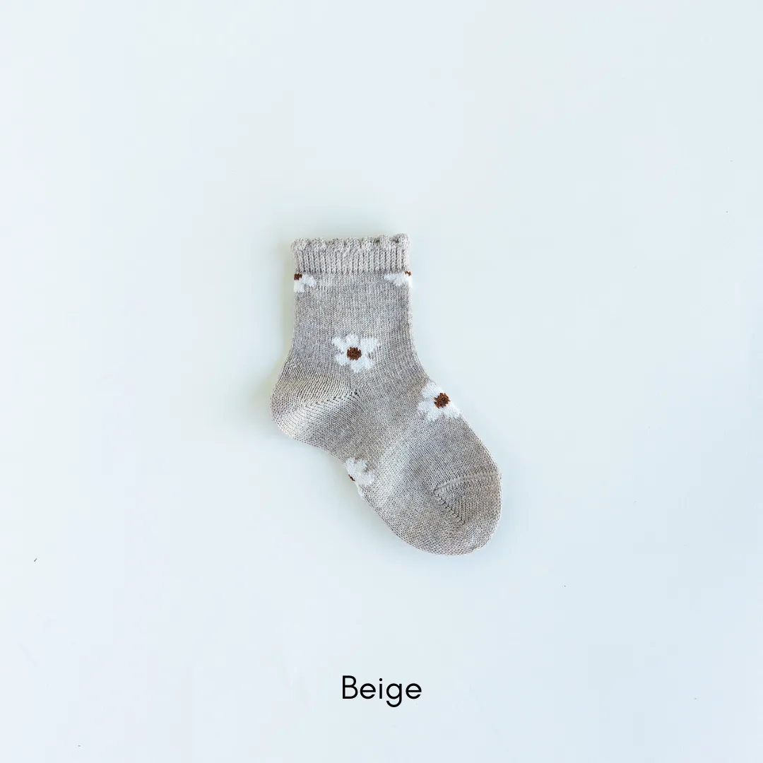 Wool Blend Floral Ankle Socks