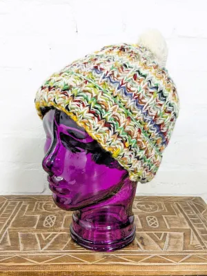 Wool Multicolour Lined Bobble Hat