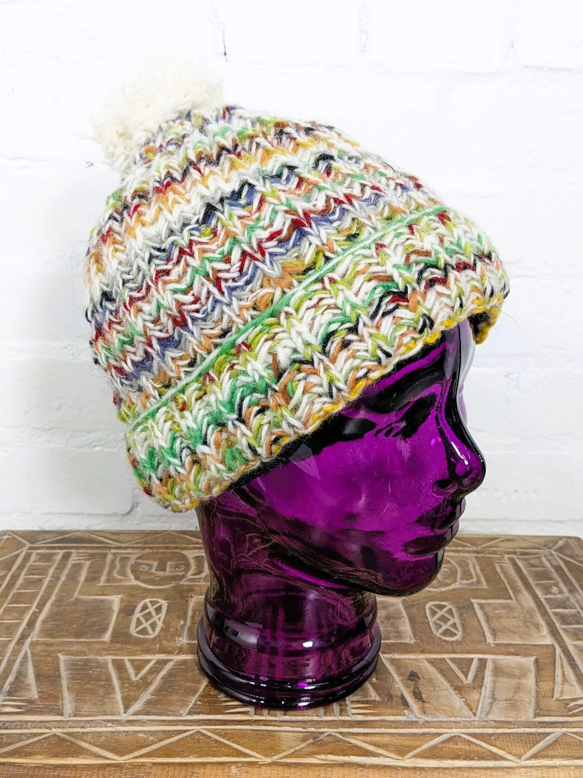 Wool Multicolour Lined Bobble Hat