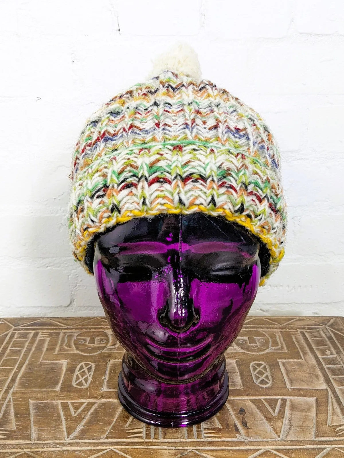 Wool Multicolour Lined Bobble Hat