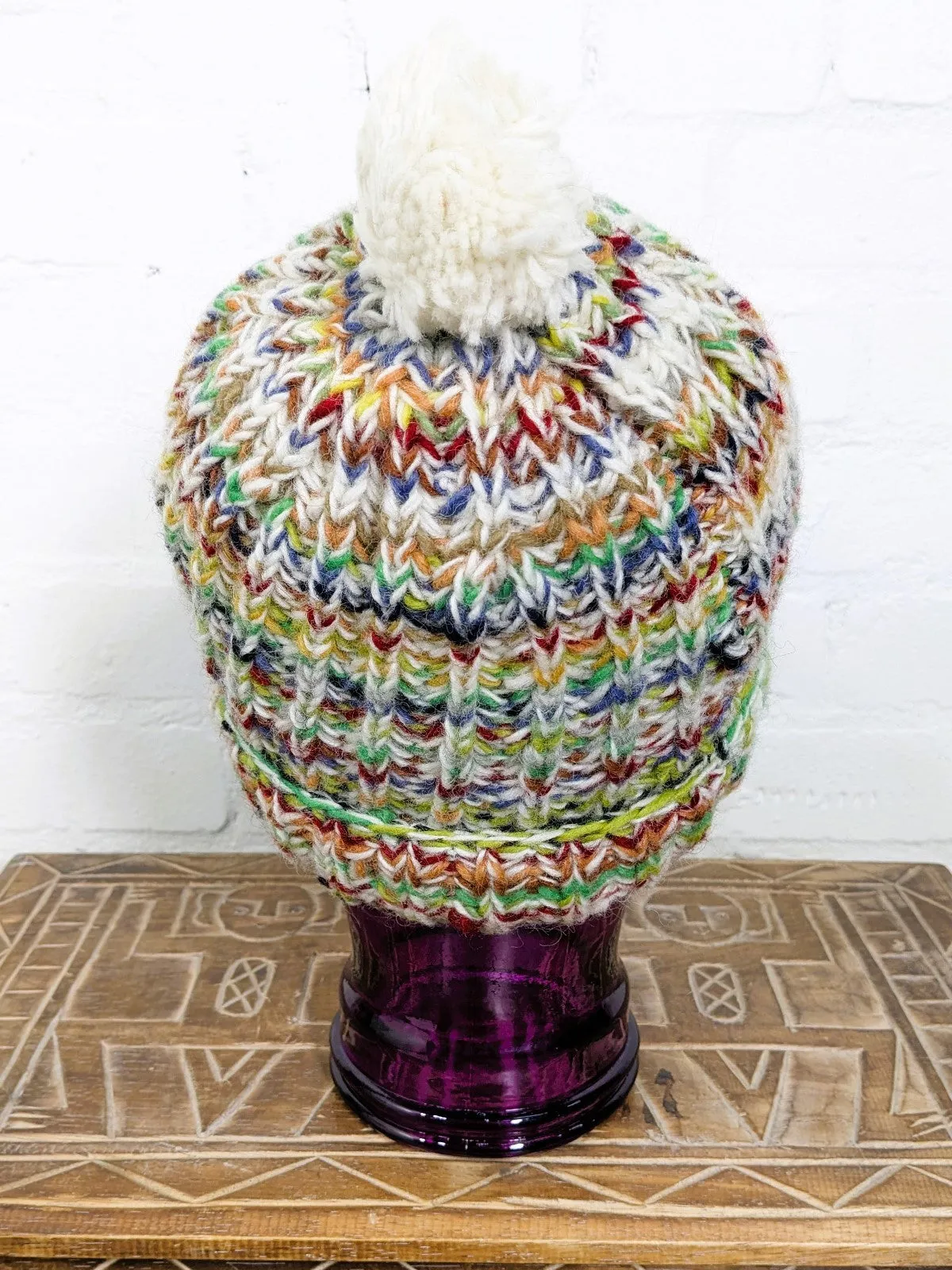 Wool Multicolour Lined Bobble Hat