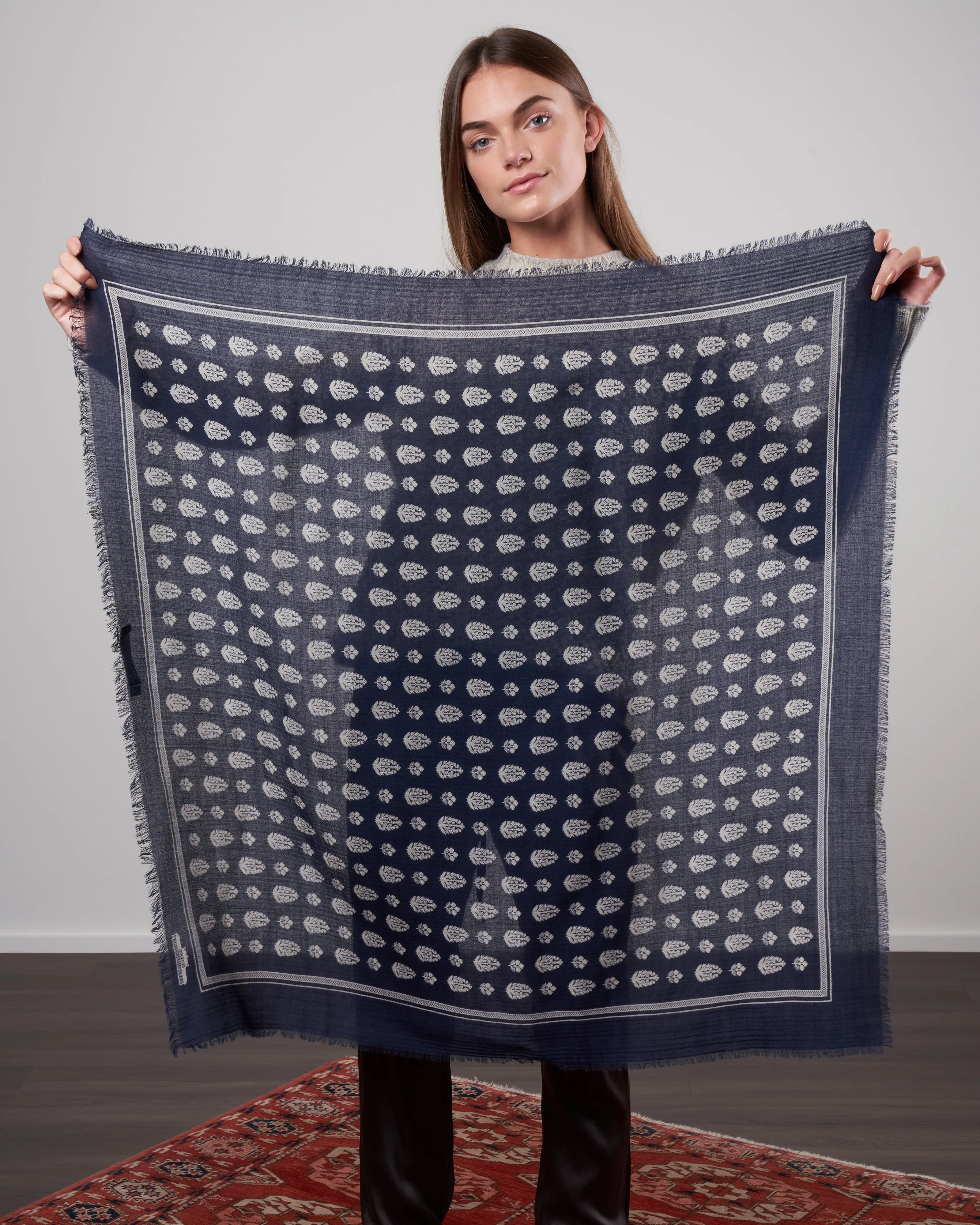 wool scarf - ink blue