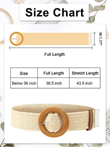 Woven Straw Elastic Waist Belt Set for Women