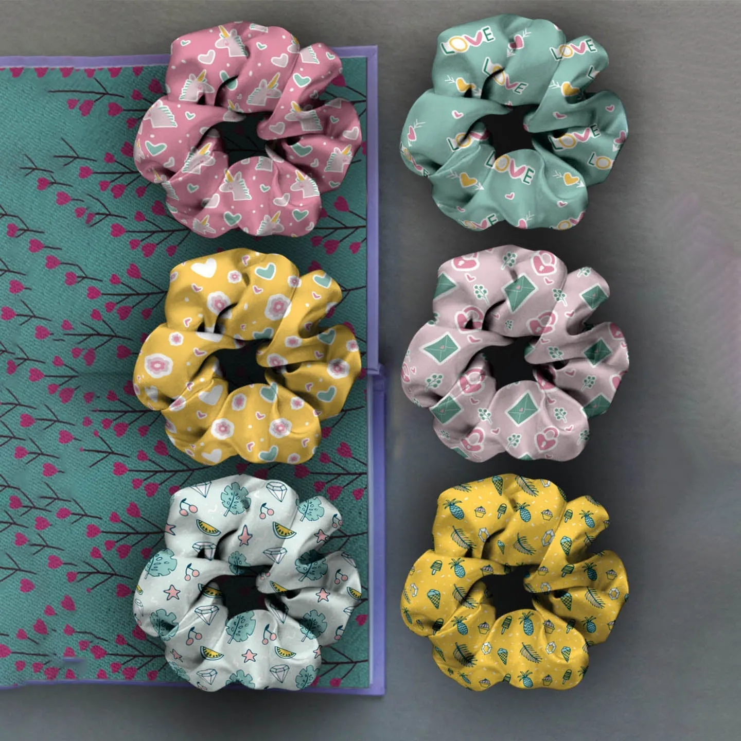 Yellow Scruchies Set Of 6
