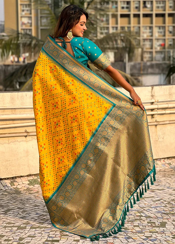 Yellow Spun Silk Saree With Blouse Piece