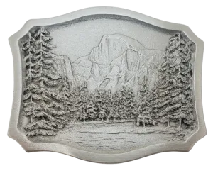 Yosemite Mountain Scene Pewter Belt Buckle