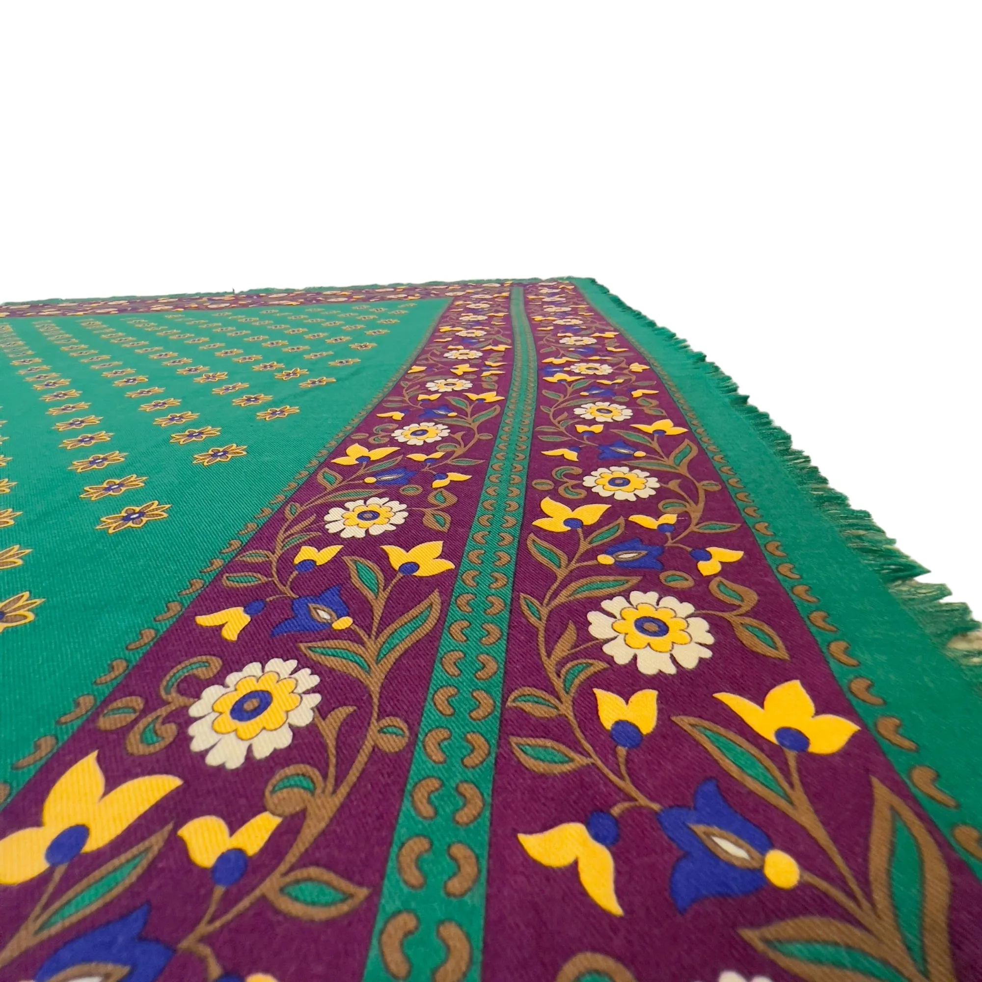 YVES SAINT LAURENT Wool Floral Scarf/Shawl - Green, Purple