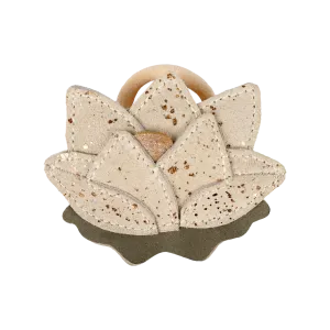 Zaza Fields Hair Tie | Water Lily | Cream Metallic Suede