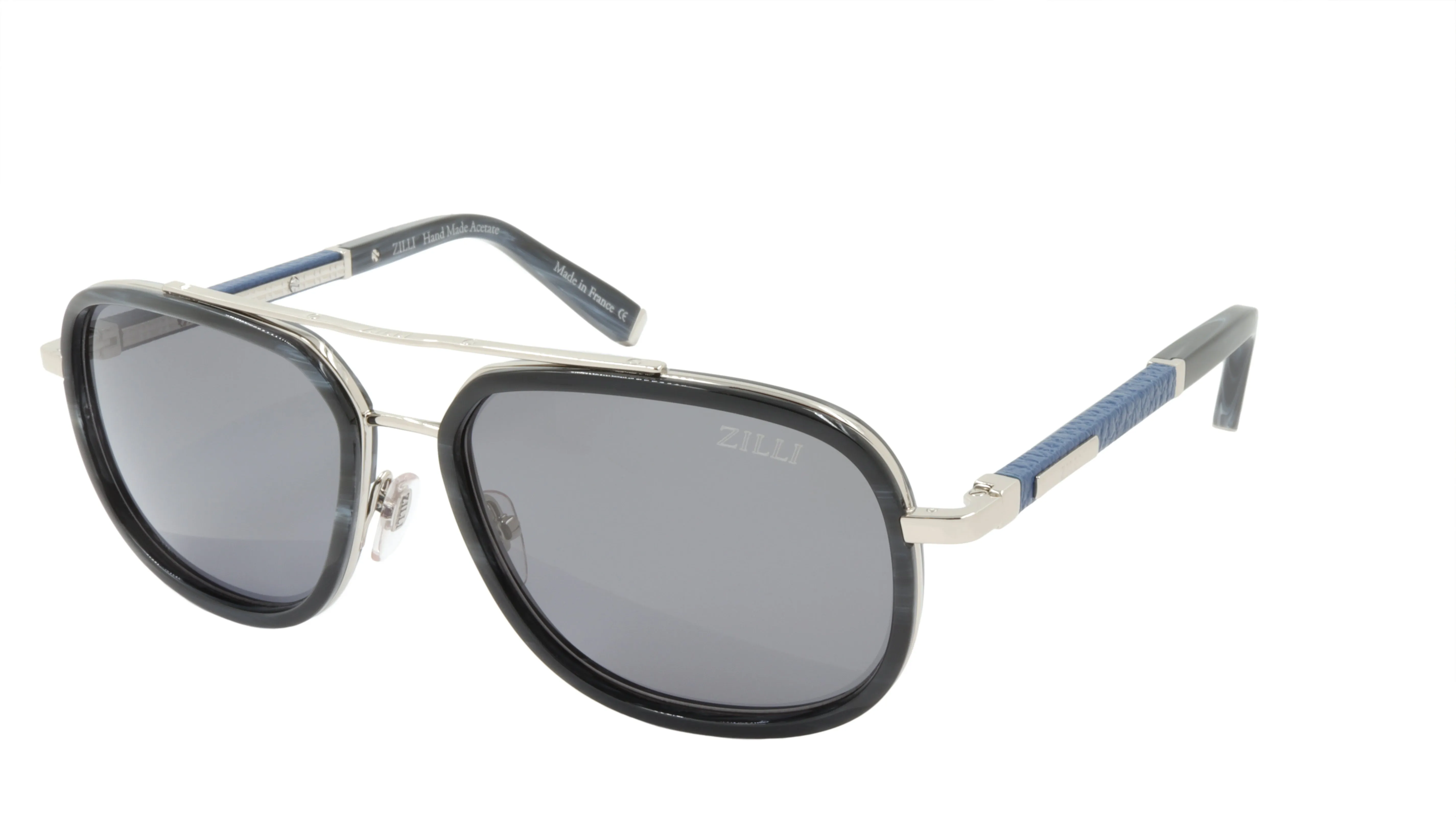 ZILLI Sunglasses Titanium Acetate Leather Polarized France Handmade ZI 65018 C02