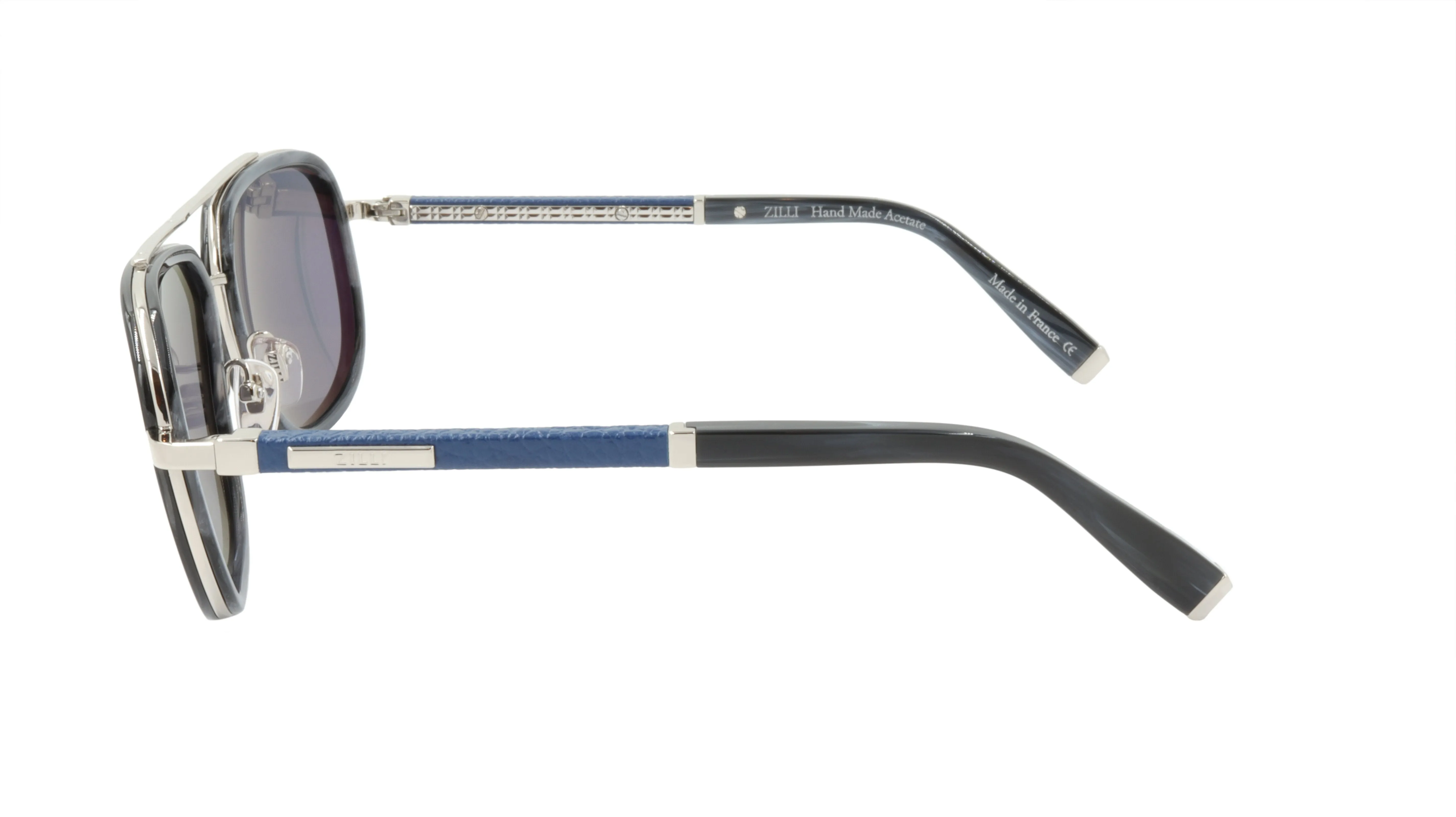ZILLI Sunglasses Titanium Acetate Leather Polarized France Handmade ZI 65018 C02
