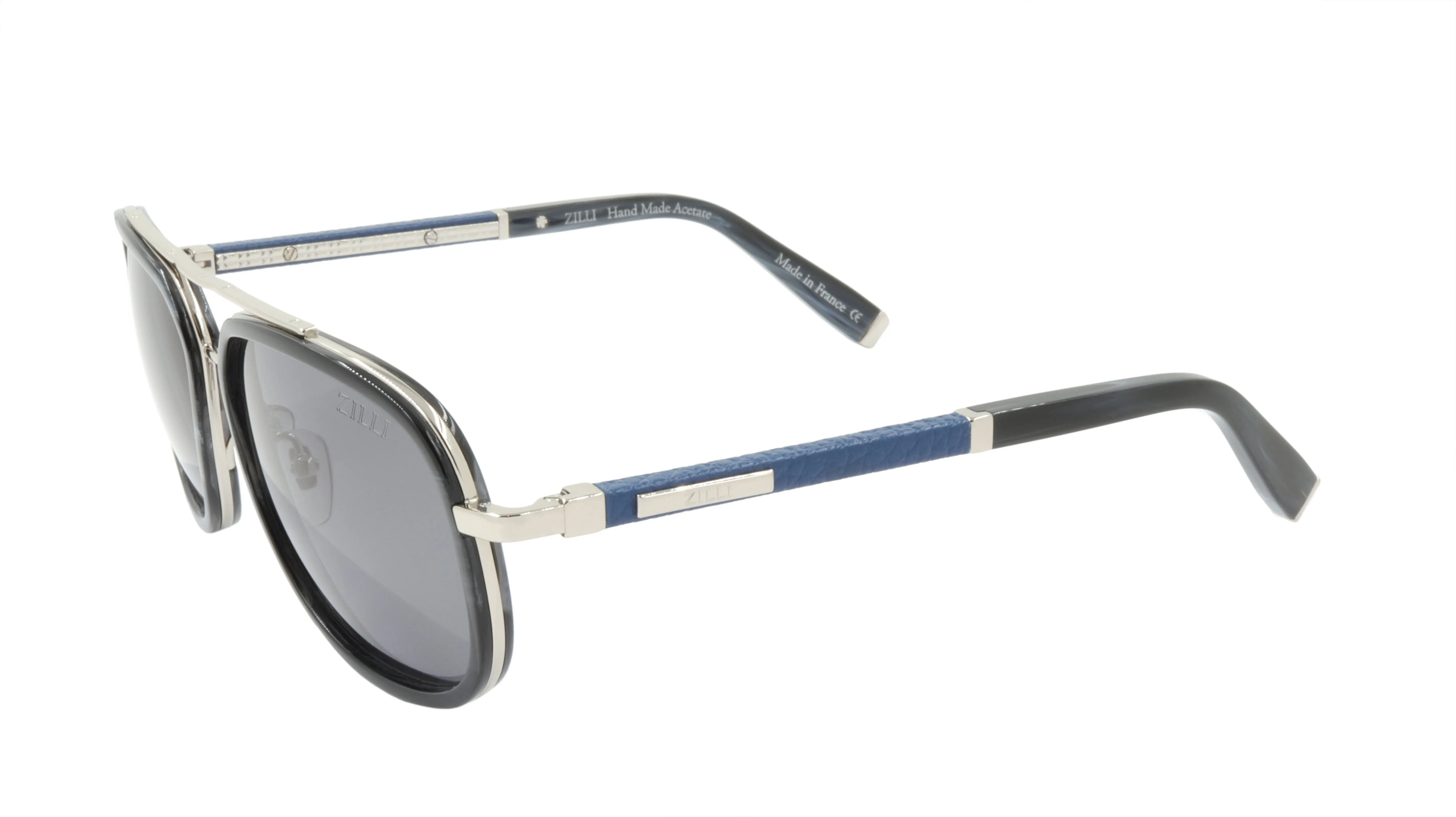 ZILLI Sunglasses Titanium Acetate Leather Polarized France Handmade ZI 65018 C02