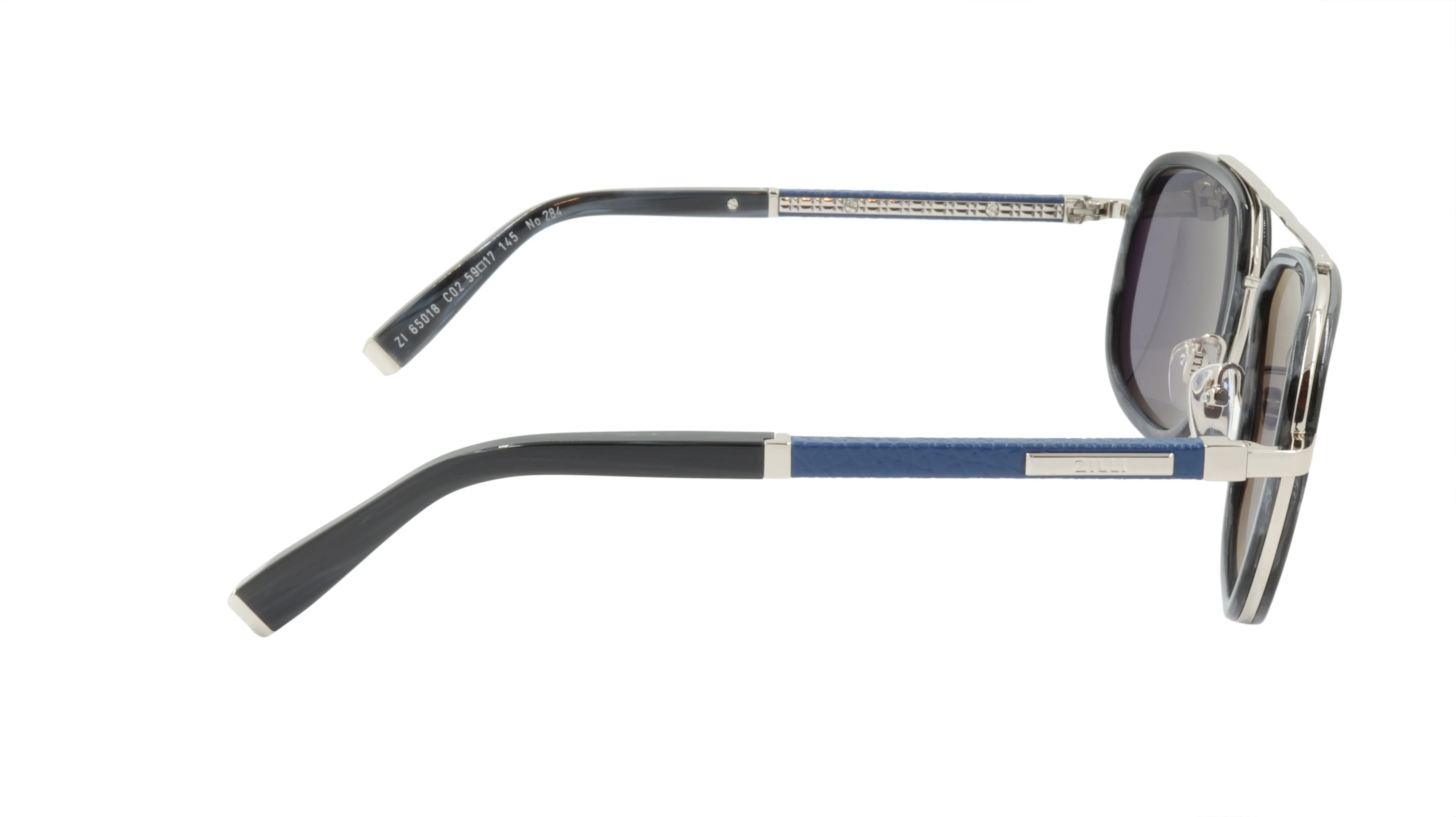 ZILLI Sunglasses Titanium Acetate Leather Polarized France Handmade ZI 65018 C02