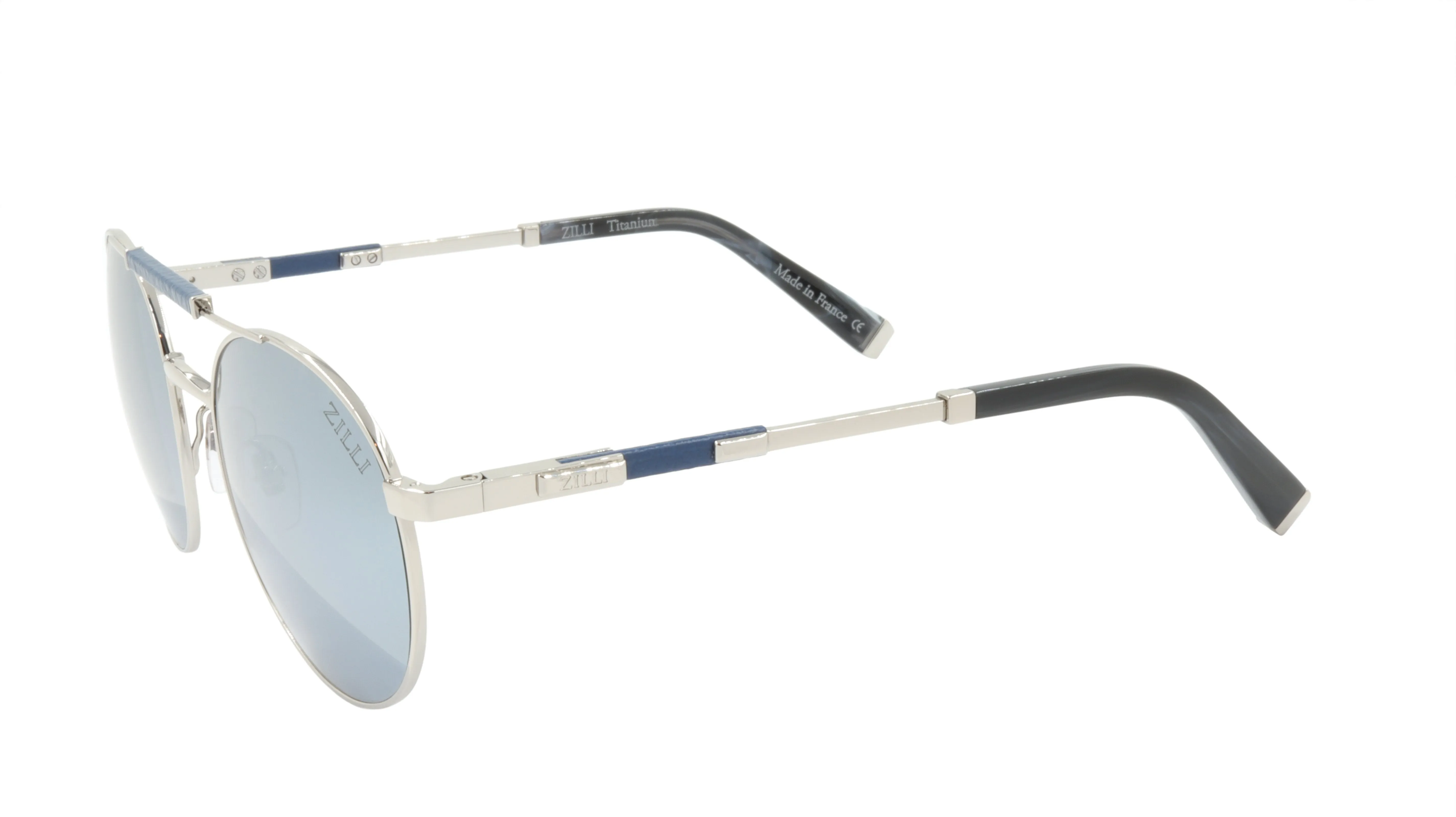ZILLI Sunglasses Titanium Acetate Leather Polarized France Handmade ZI 65029 C03