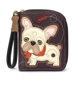 Zip Around Wallet - French Bulldog plum